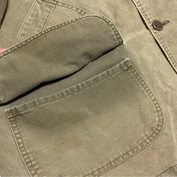 L.L. Bean Jacket Men's XL Tall Distressed Olive Green Barn Chore Coat lined - Picture 14 of 15